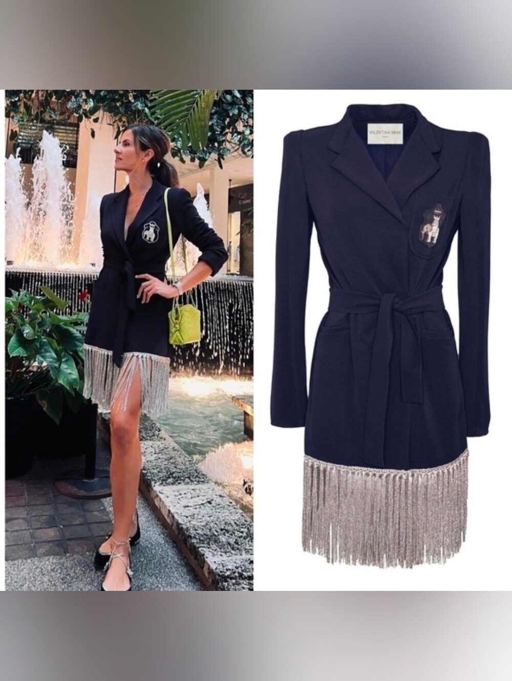 Valentina Shah Navy Blazer Fringe Dress